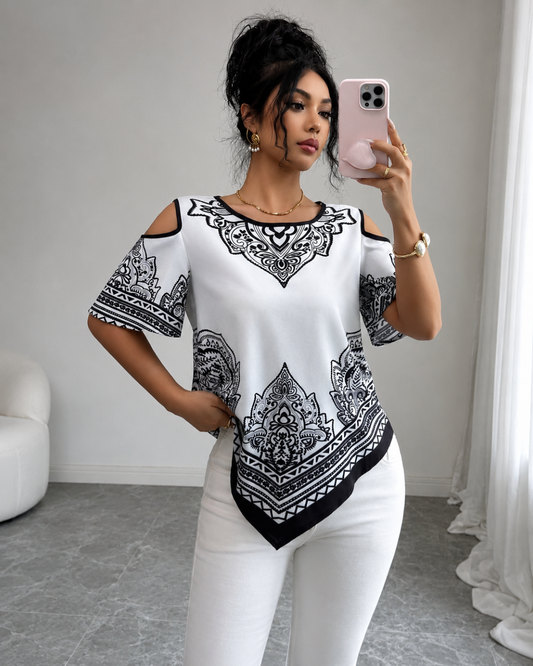 Blusa Boémia de Ombros Descobertos