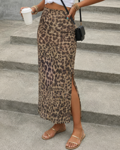 Saia Midi com Padrão de Leopardo