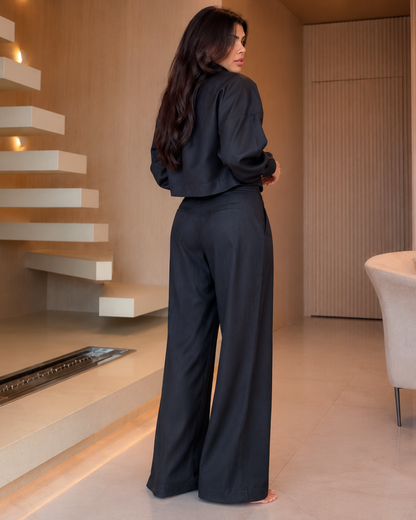 Conjunto de Camisa Curta e Calças Palazzo