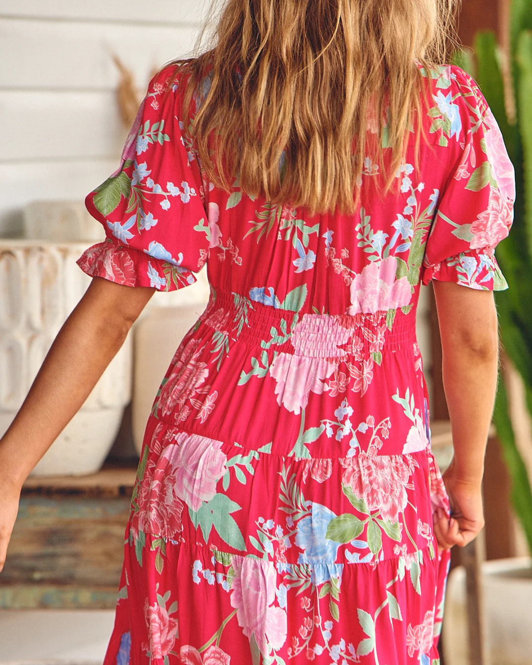 Vestido comprido com decote em V