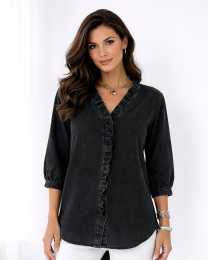 Blusa Fluida com Decote em V